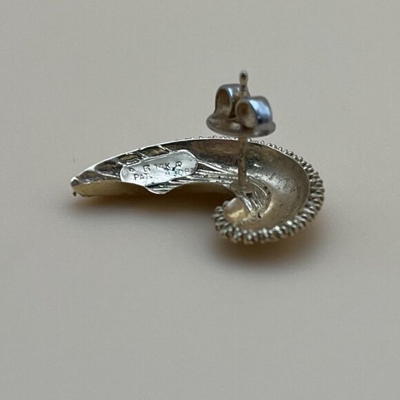 VTG 14K Solid Gold Mid Century MCM Paisley Earrings Hollywood Regency Stamped - Picture 7 of 10